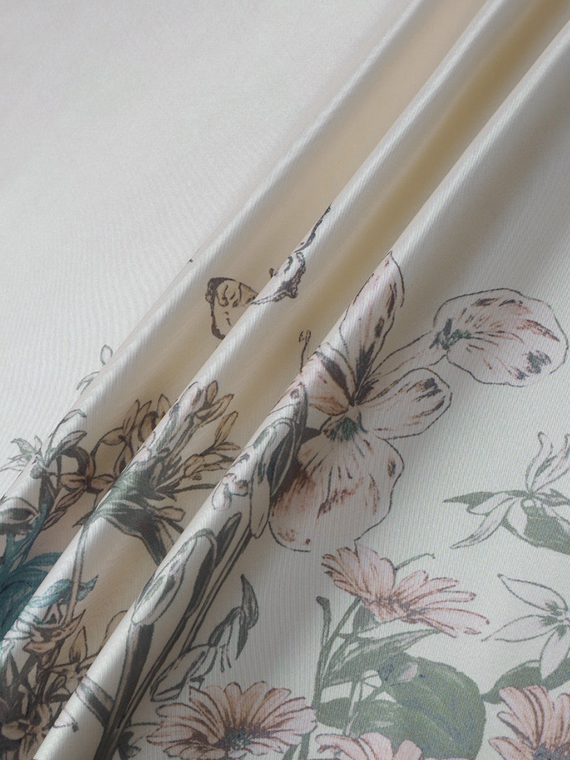 Print Slip Skirt-Floral Border