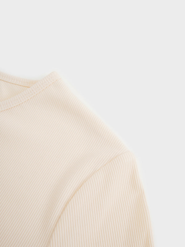 Soft Ribbed High V Tee-Cream