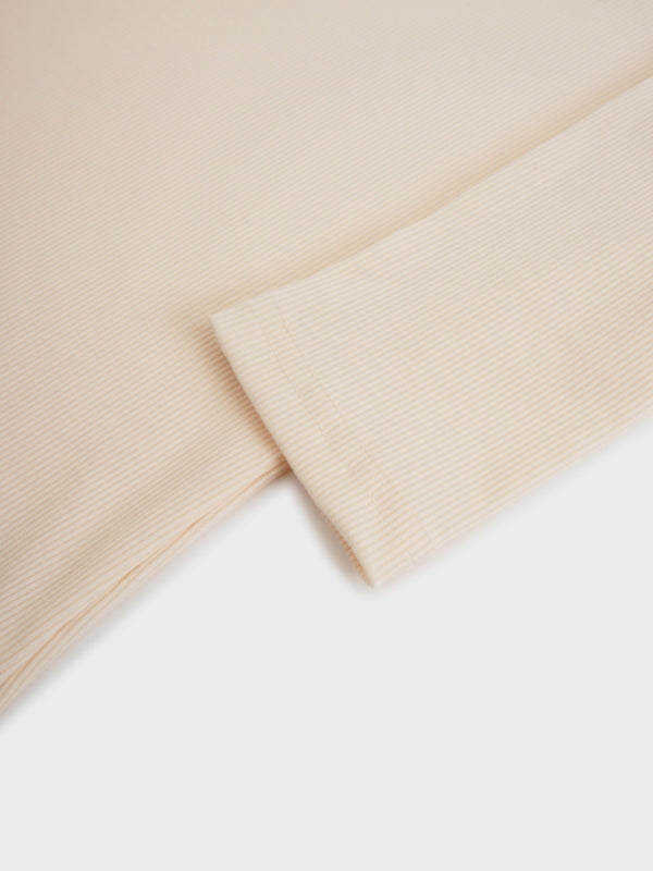 Soft Ribbed High V Tee-Cream