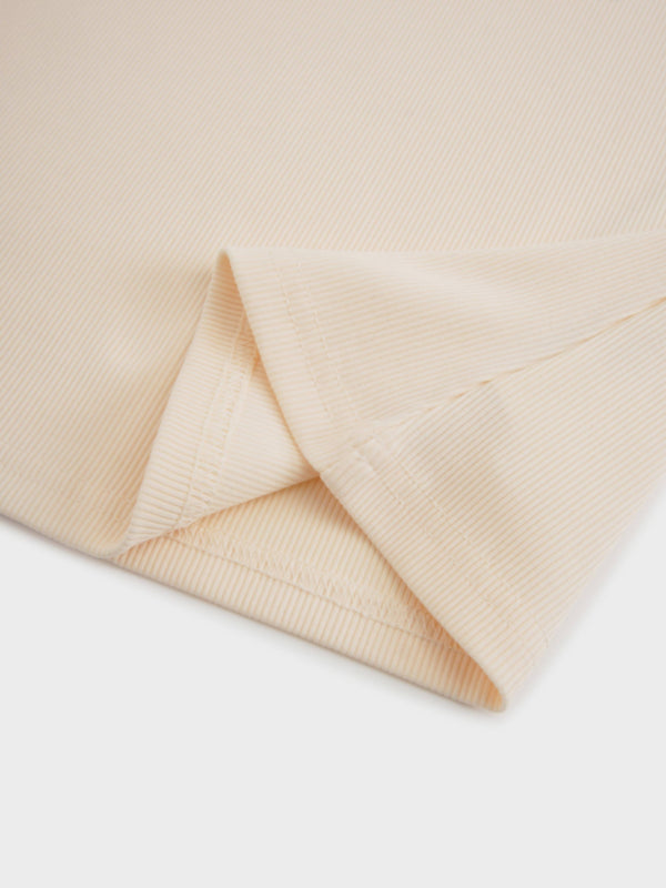 Soft Ribbed High V Tee-Cream