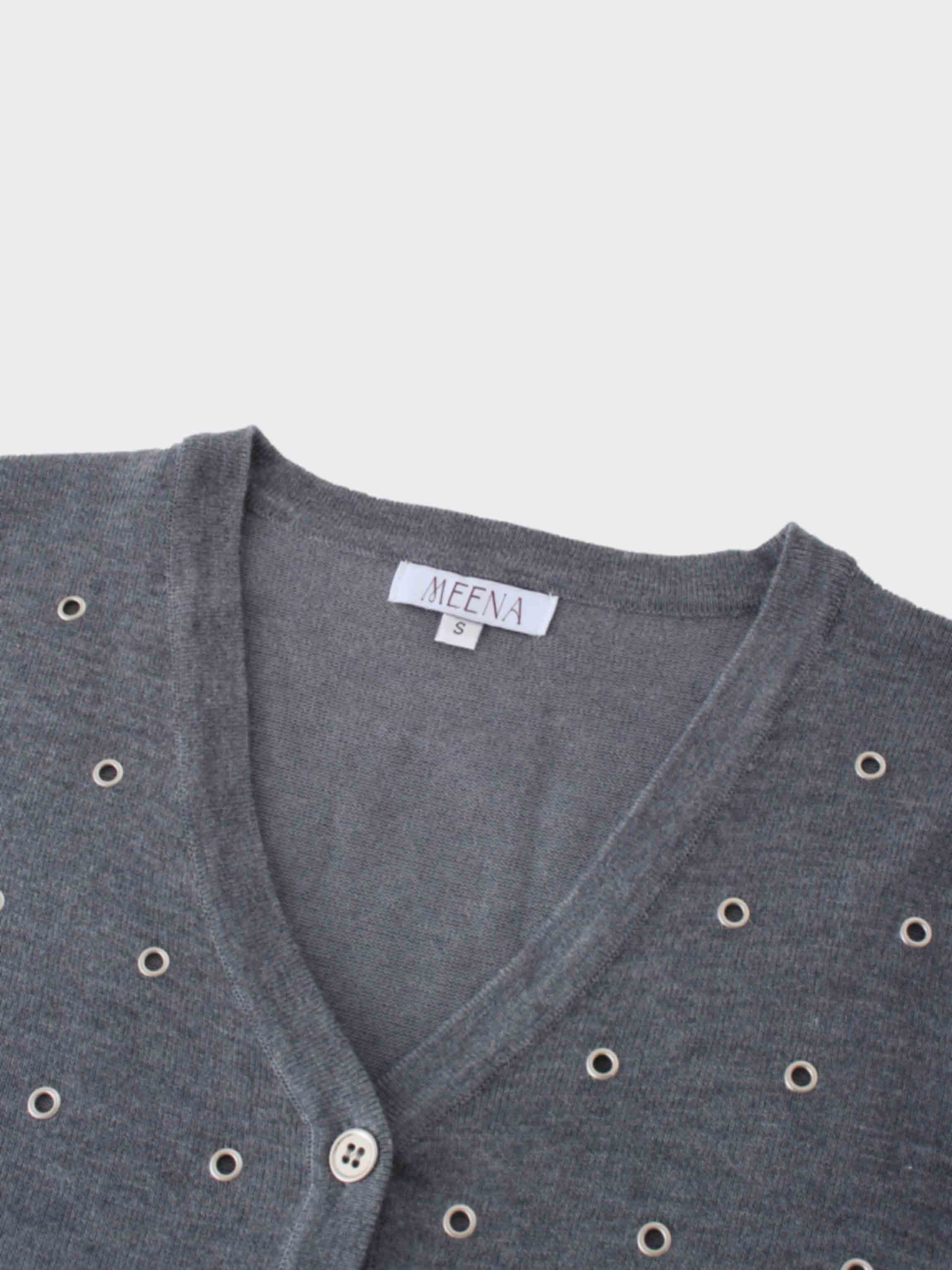 Grommet Cardigan-Grey