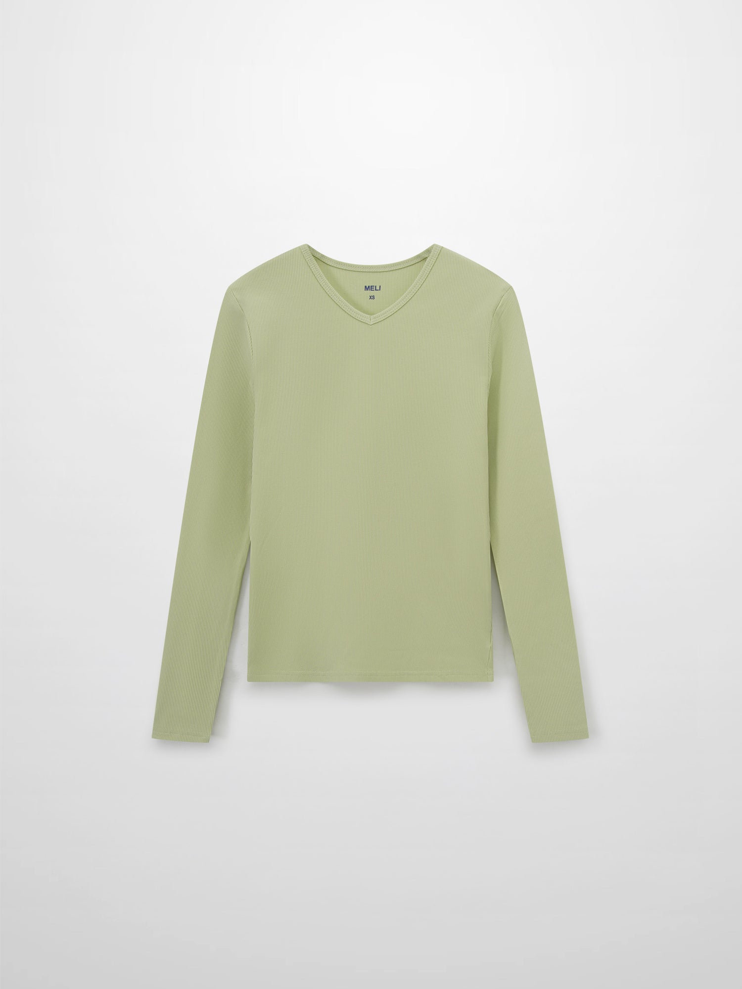 Soft Ribbed High V Tee-Muted Lime