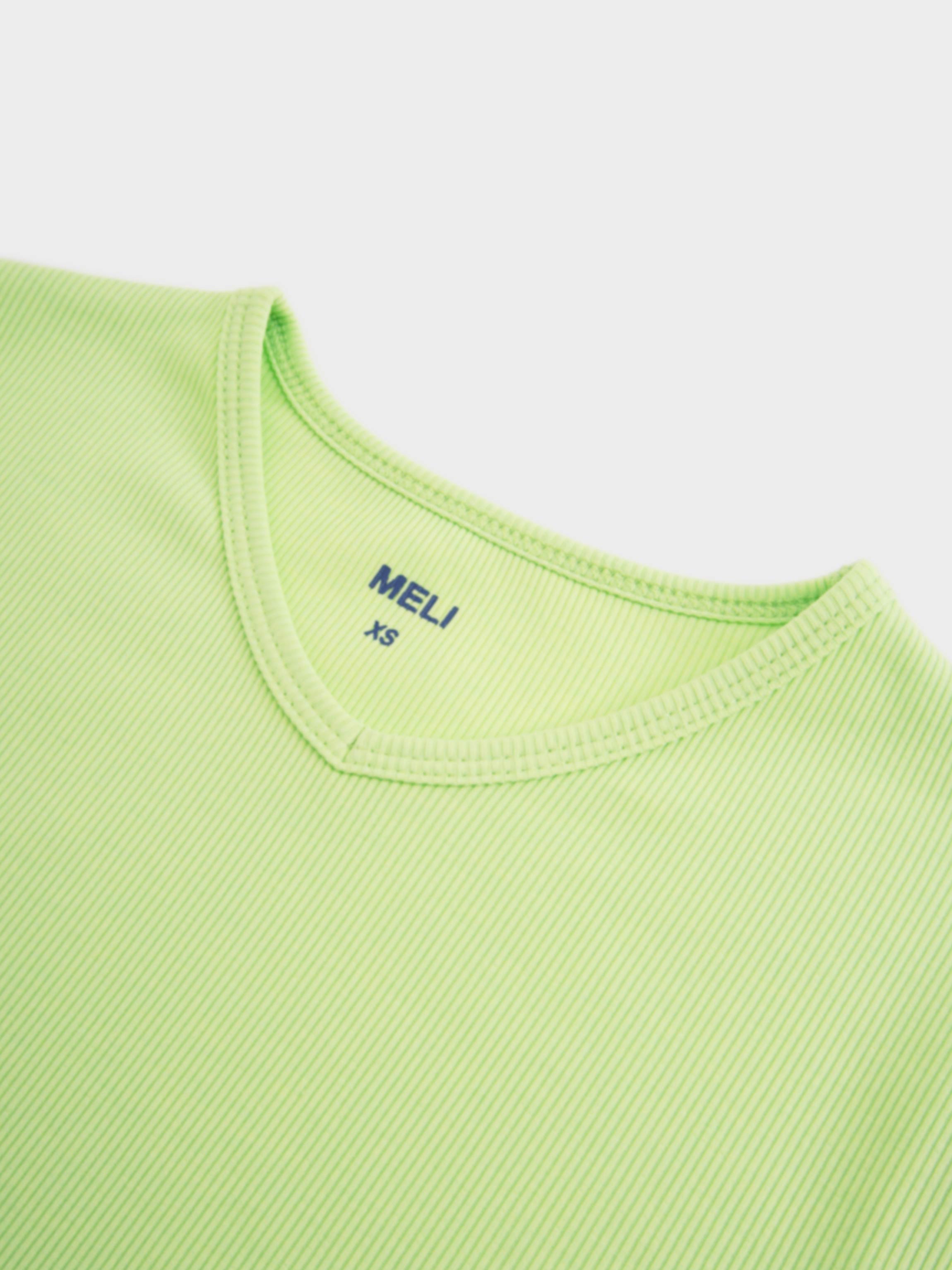 Soft Ribbed High V Tee-Bright Lime