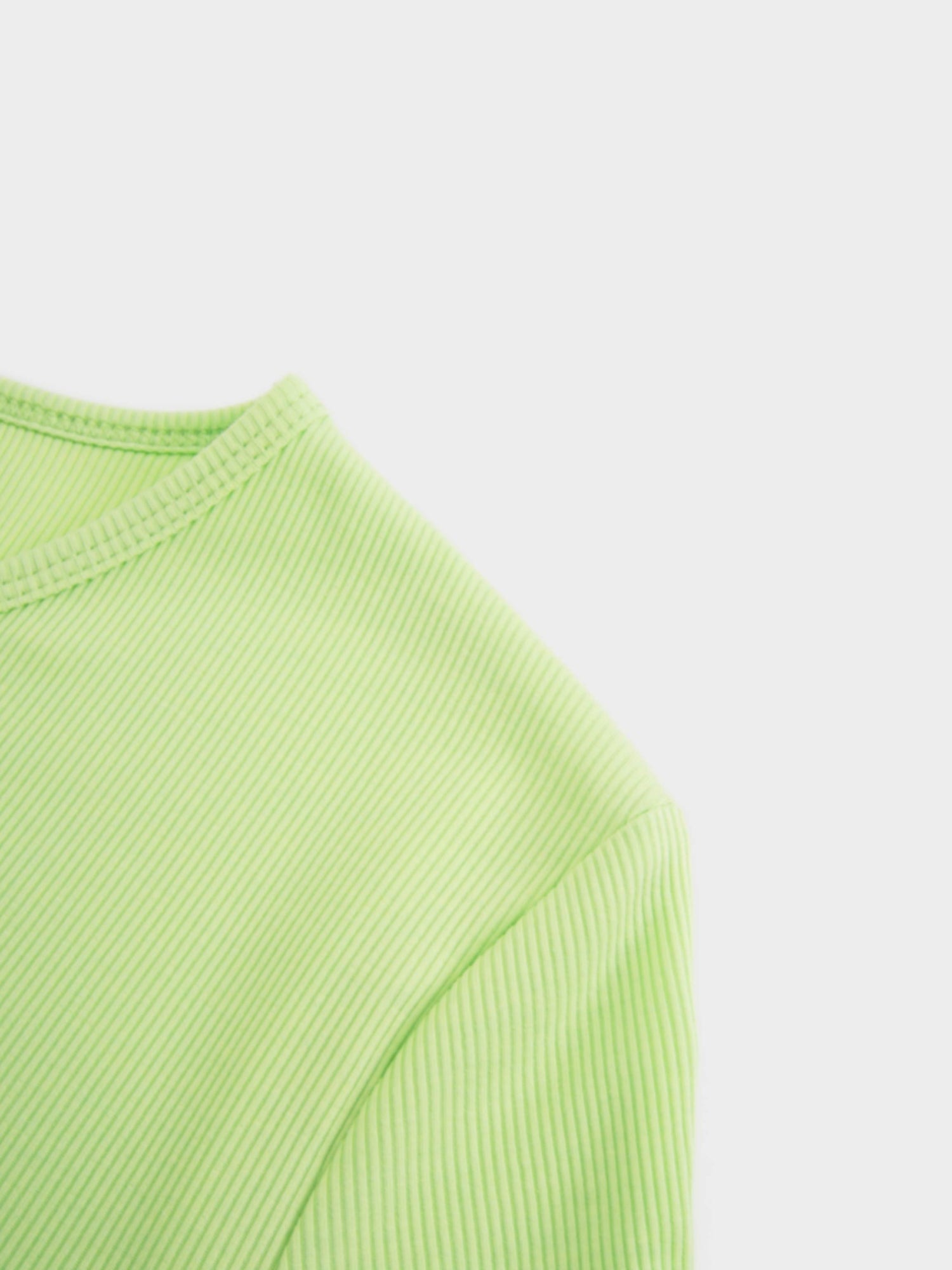 Soft Ribbed High V Tee-Bright Lime