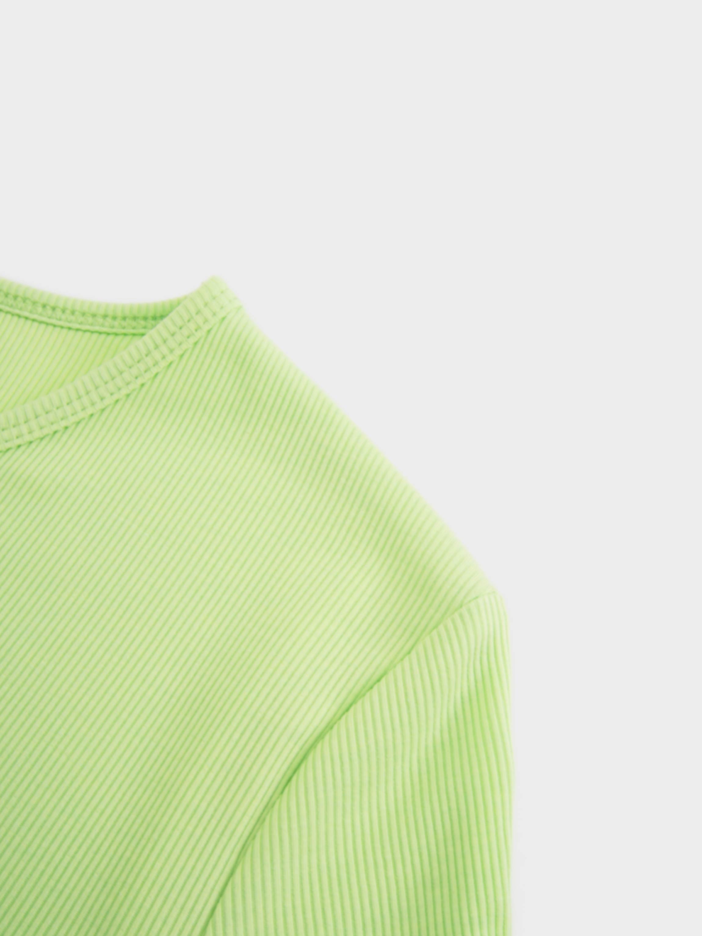 Soft Ribbed High V Tee-Bright Lime