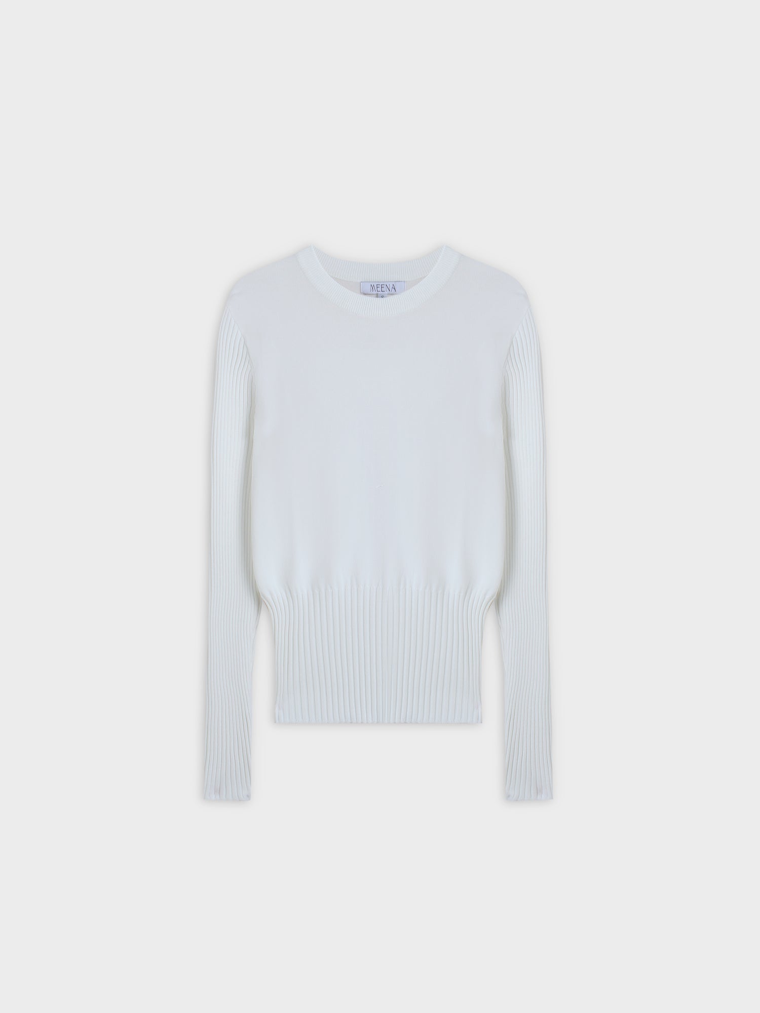 RIBBED WAISTED SWEATER-WHITE