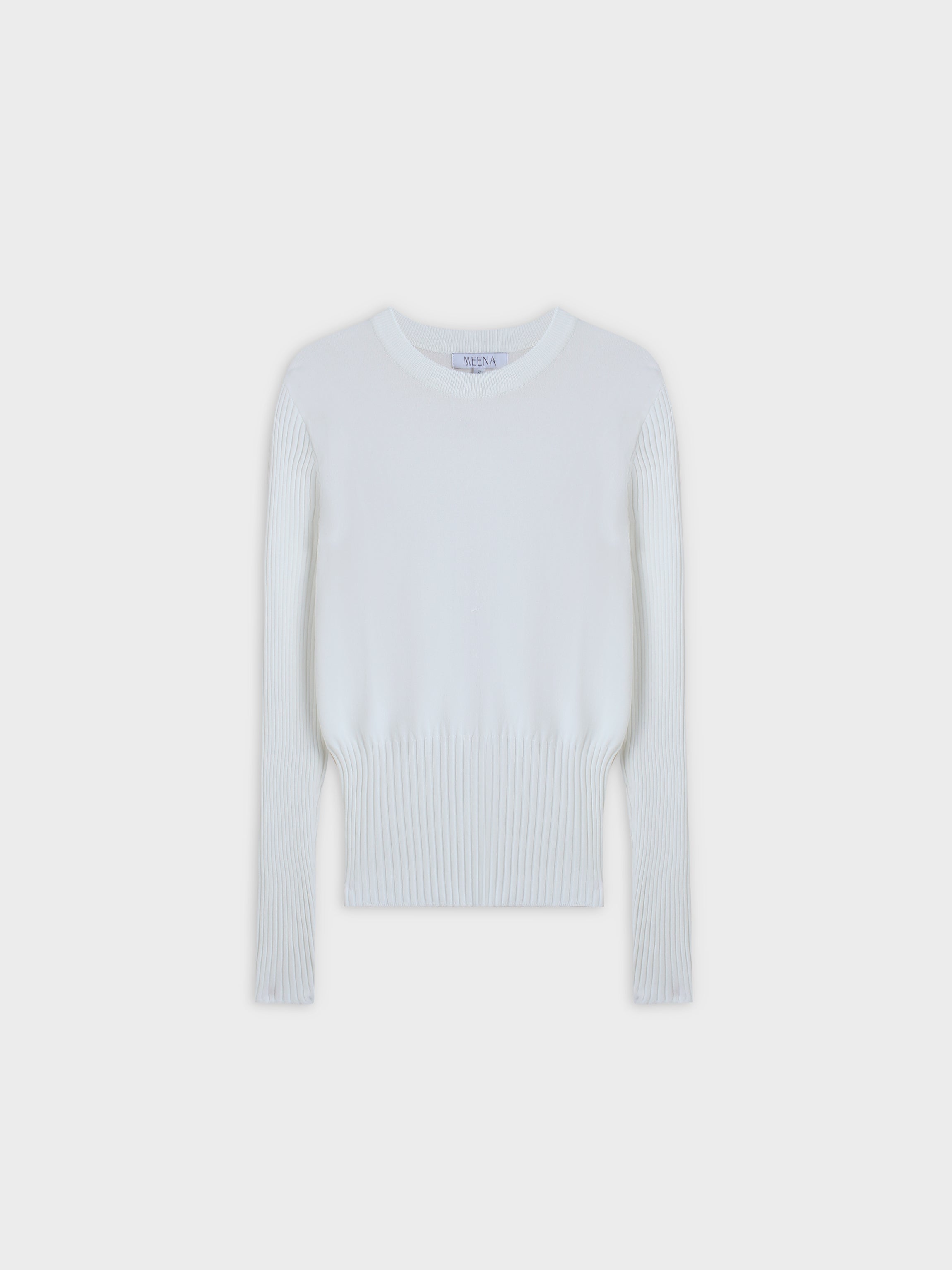 RIBBED WAISTED SWEATER-WHITE