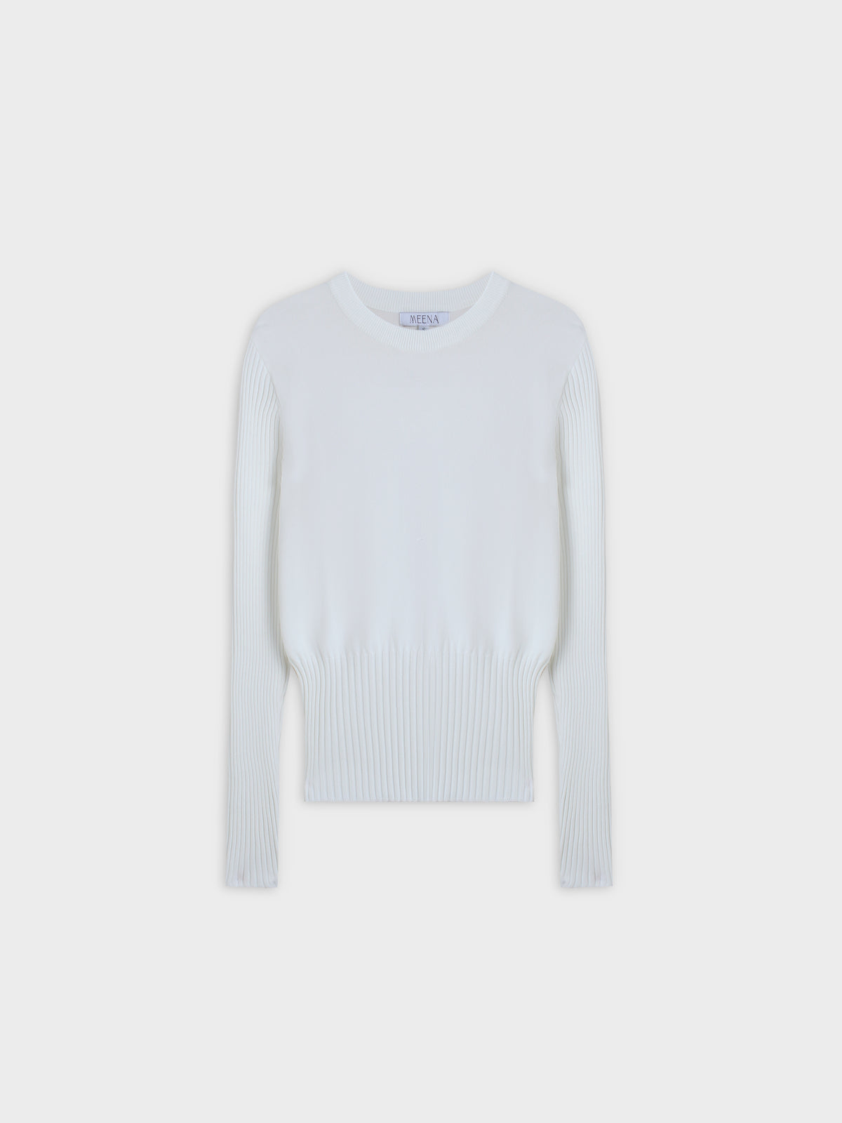 RIBBED WAISTED SWEATER-WHITE