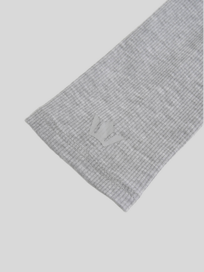 Ribbed Half Zip Hoodie Tee-Grey