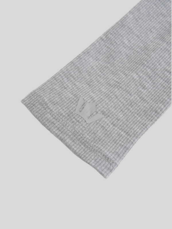 Ribbed Half Zip Hoodie Tee-Grey
