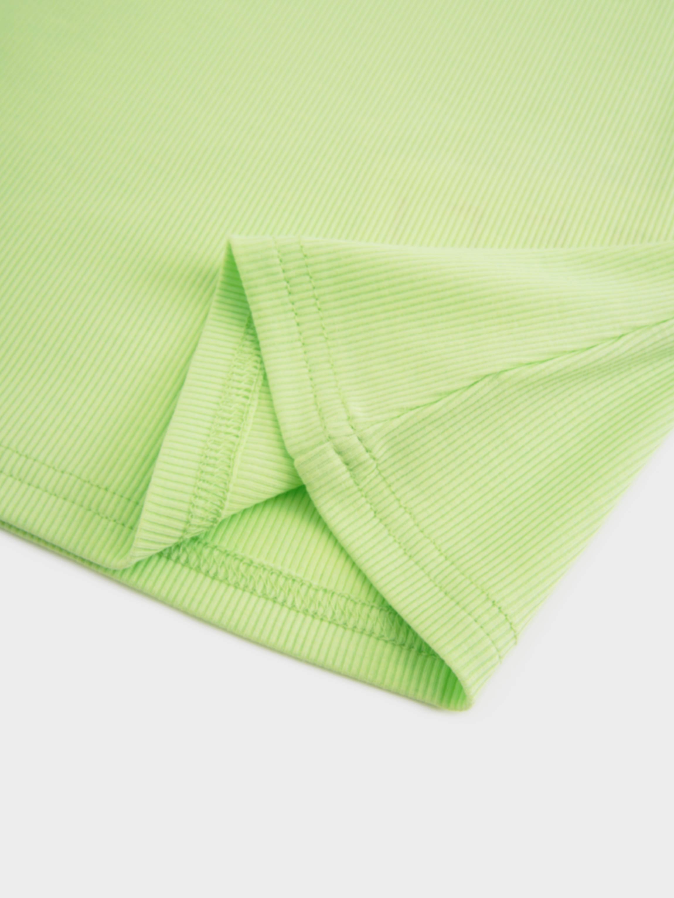 Soft Ribbed High V Tee-Bright Lime