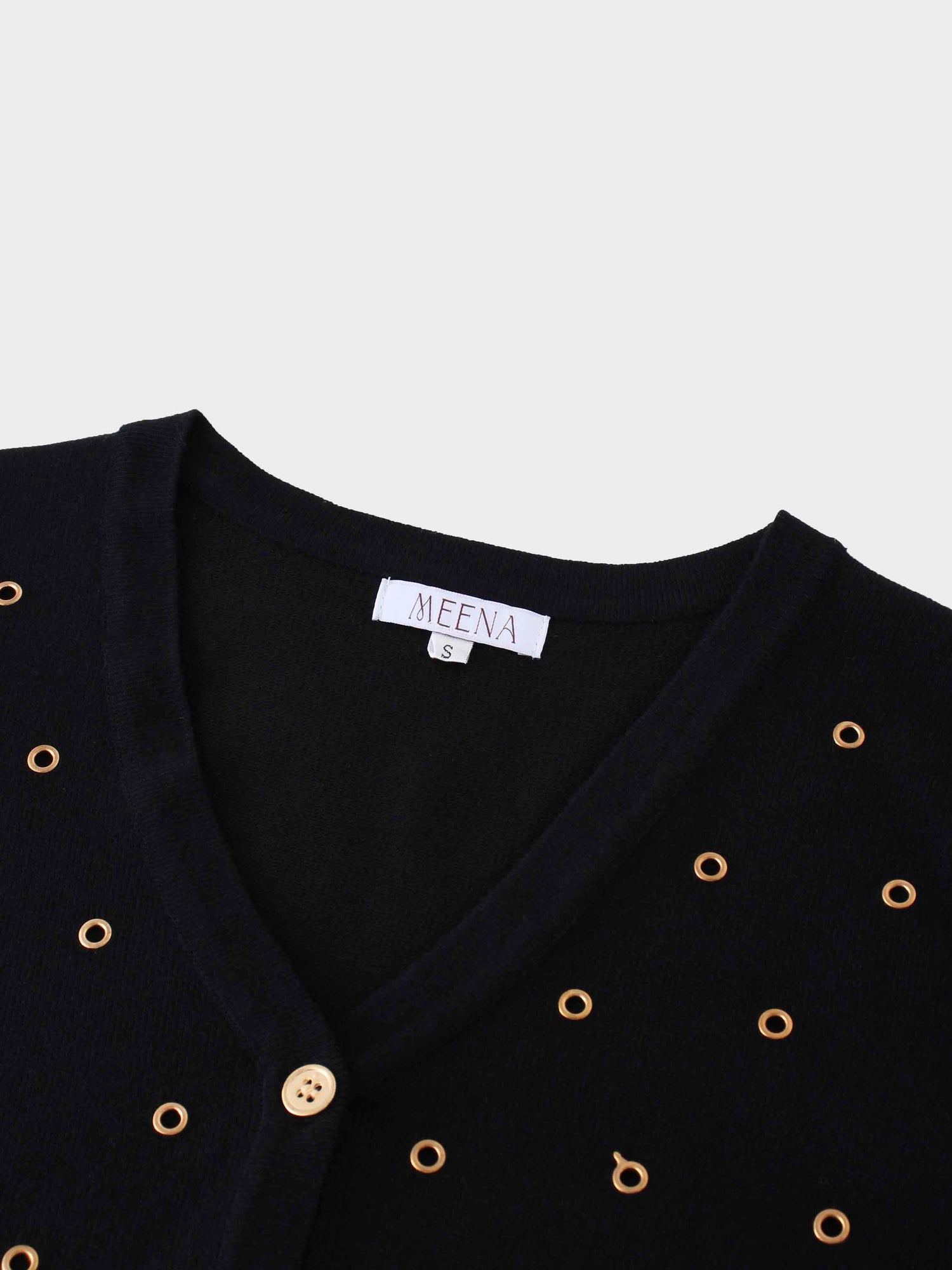 Grommet Cardigan-Black