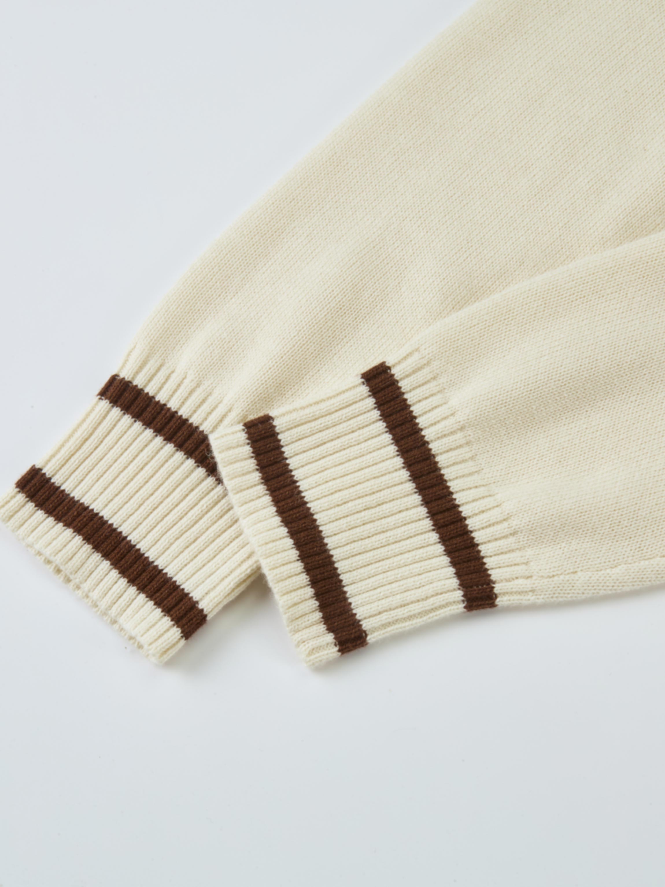 V Neck Argyle Sweater - Cream