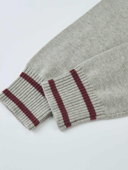 V Neck Argyle Sweater - Grey