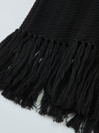 Fringe Bottom Sweater - Solid Black
