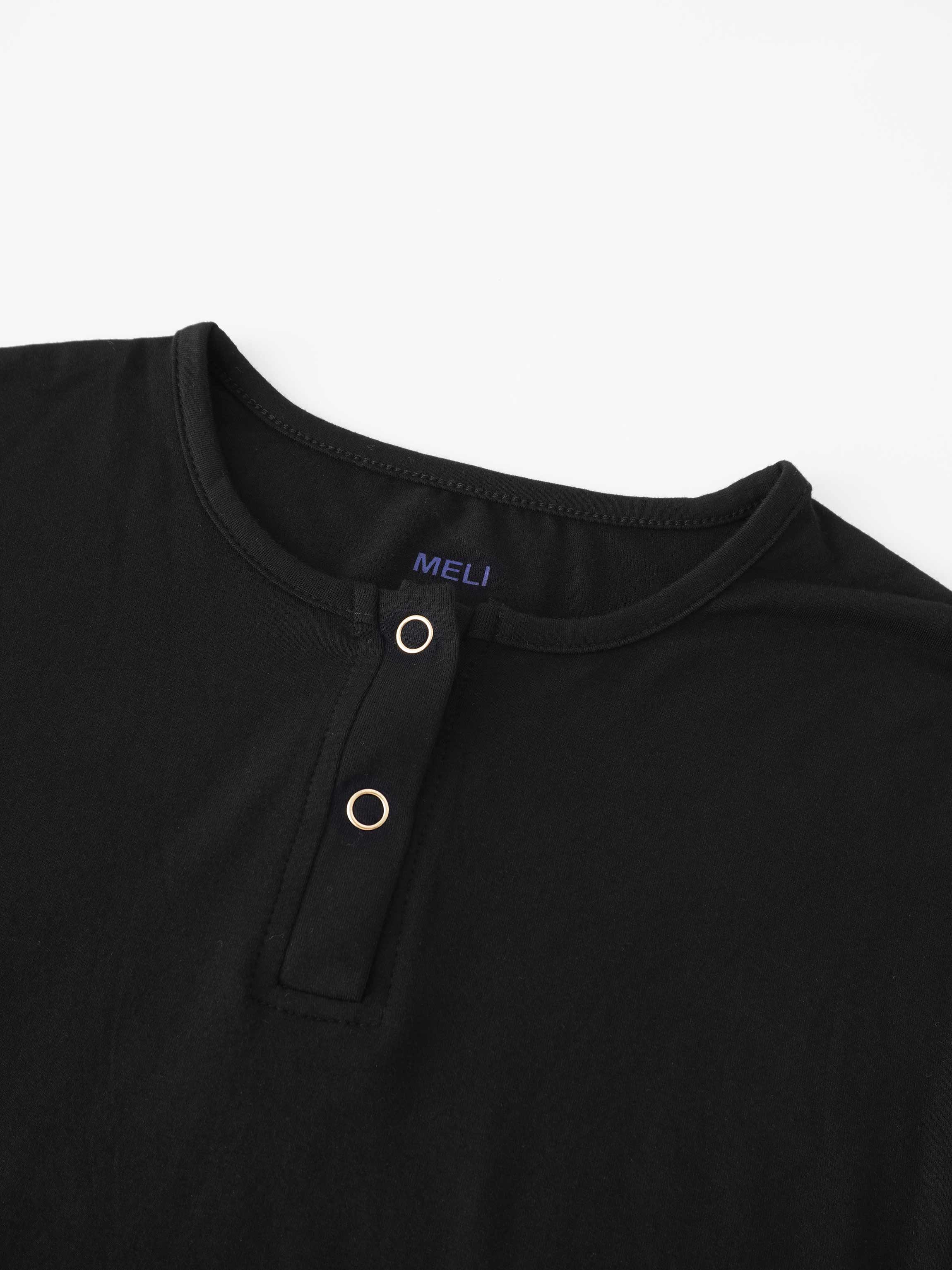 SIDE ELASTIC TEE-BLACK