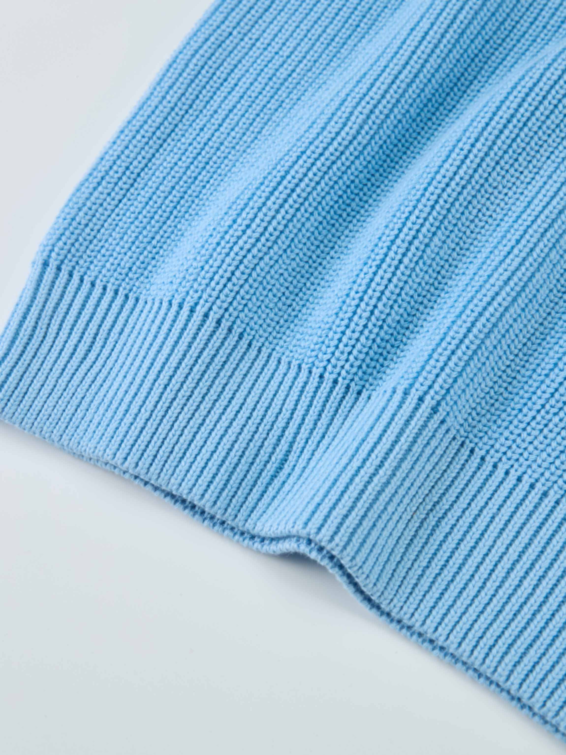 V Neck Varsity Sweater - Light Blue/Yellow