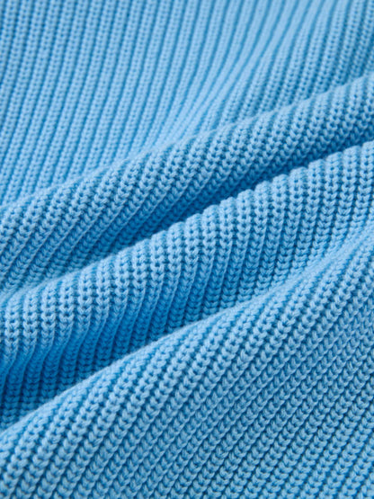 V Neck Varsity Sweater - Light Blue/Yellow