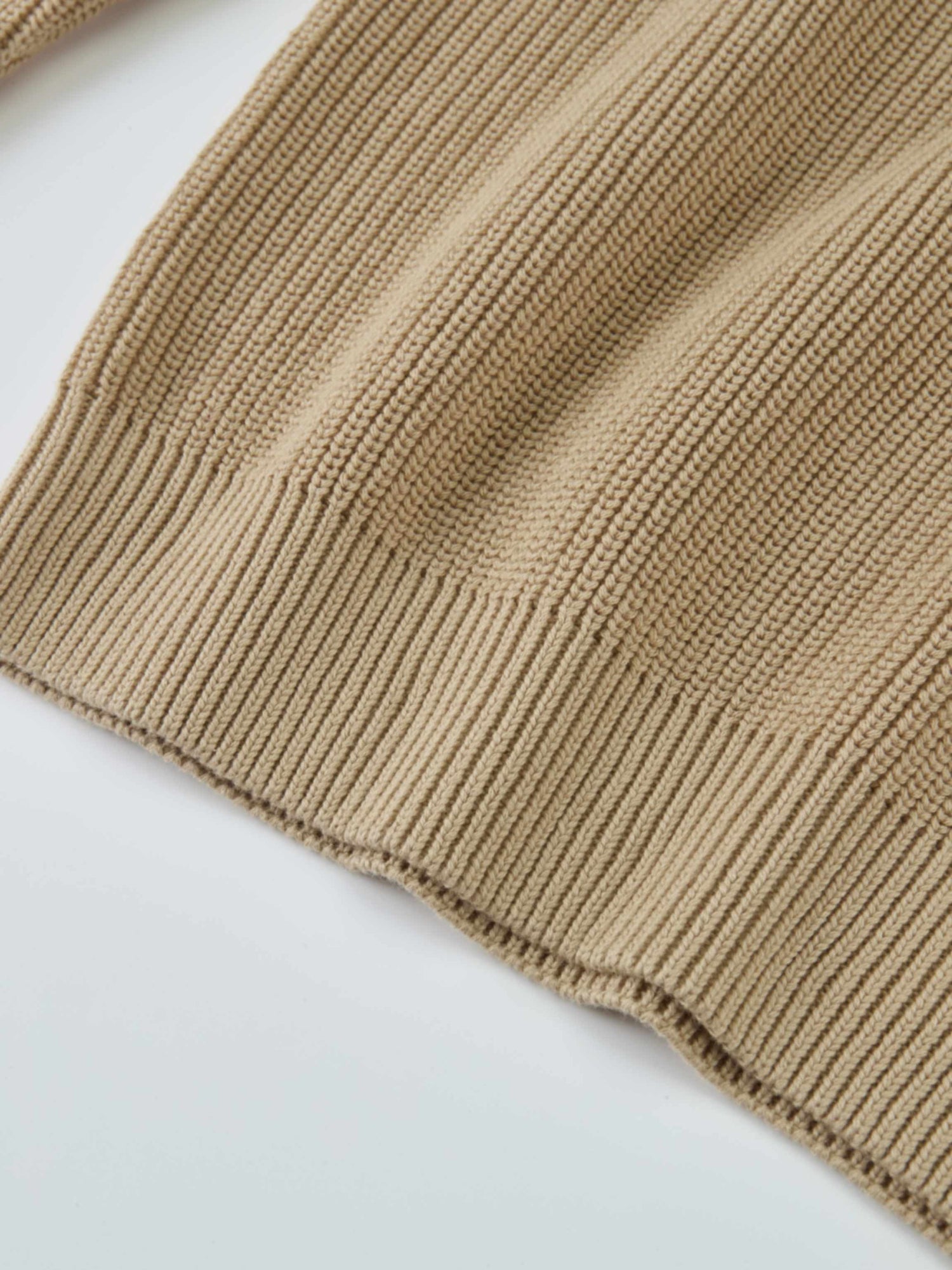 V Neck Varsity Sweater - Tan/Cream