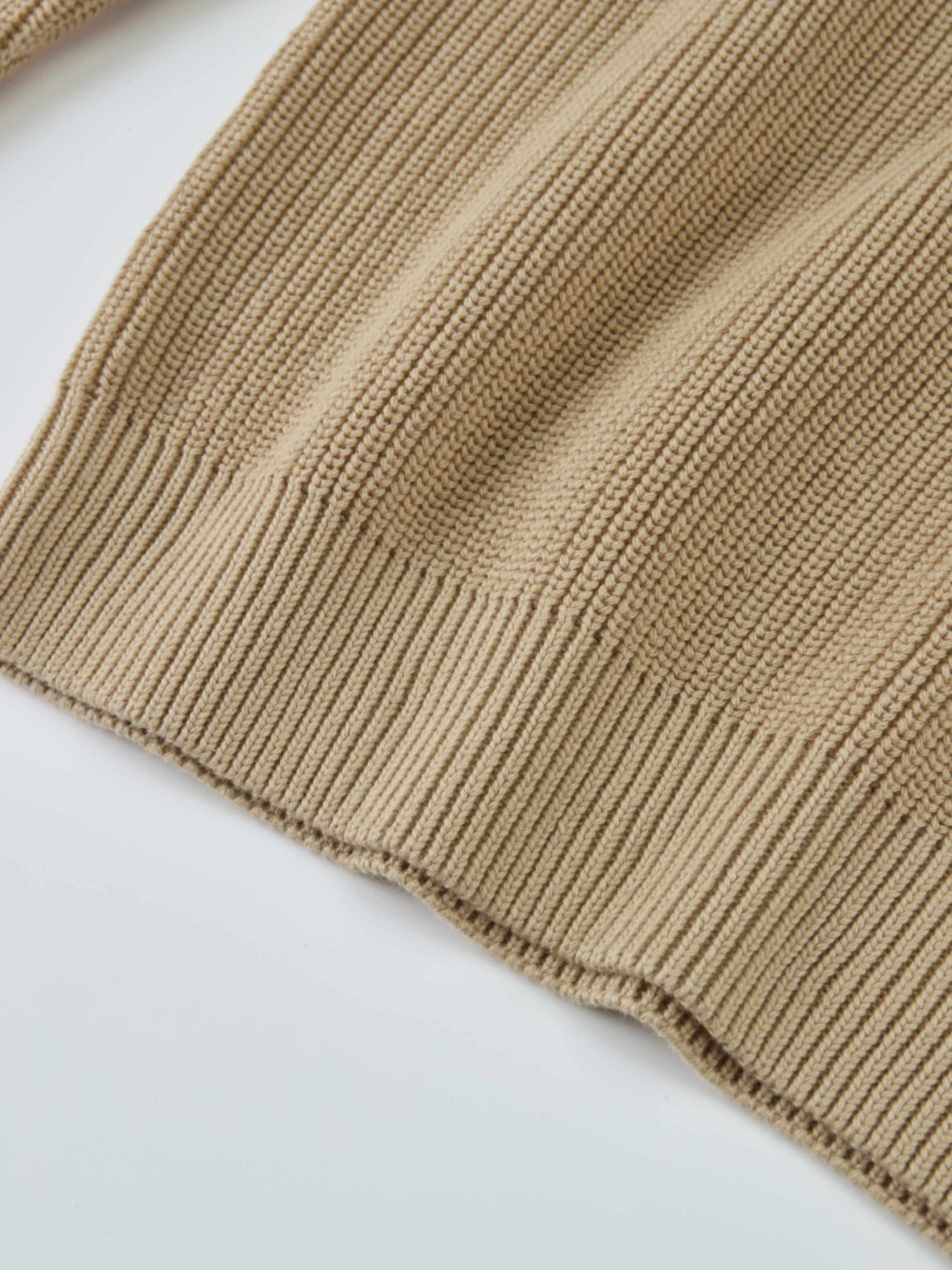 V Neck Varsity Sweater - Tan/Cream