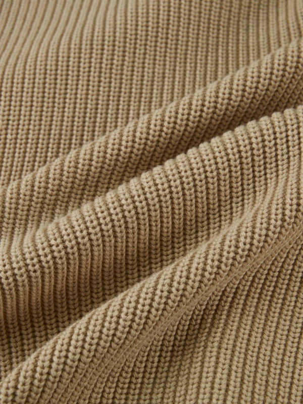 V Neck Varsity Sweater - Tan/Cream