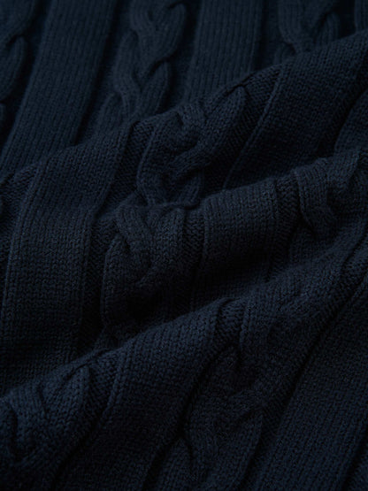 Striped Shirt Detail Sweater - Navy/Burgundy Stripe