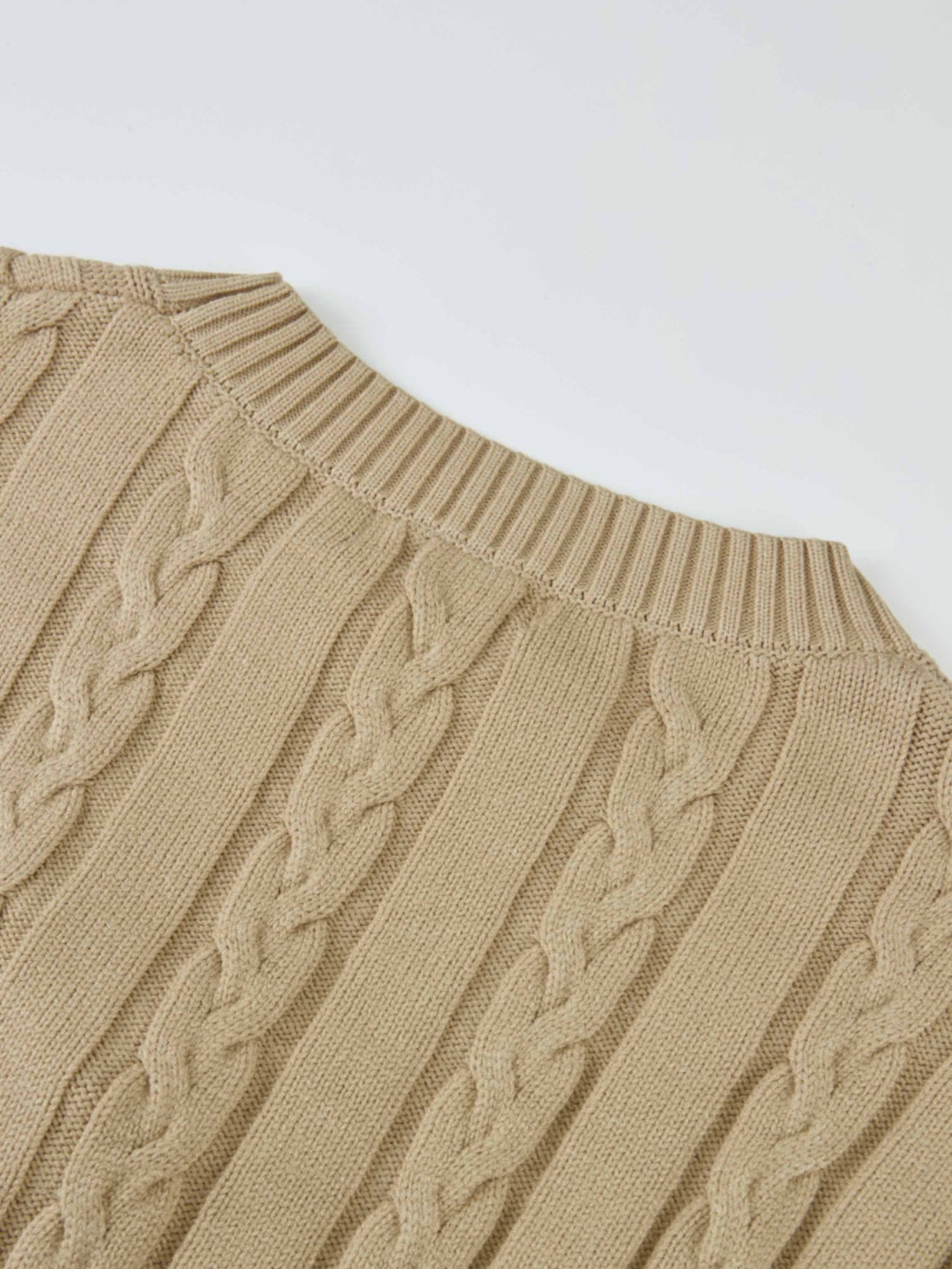 Striped Shirt Detail Sweater - Tan/Tan Stripe