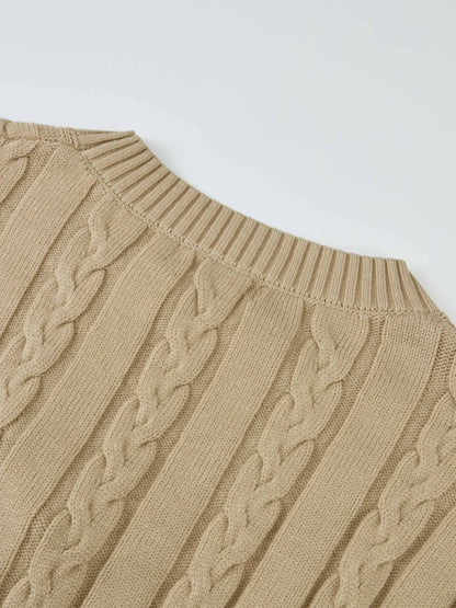 Striped Shirt Detail Sweater - Tan/Tan Stripe