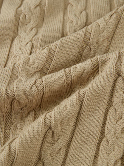 Striped Shirt Detail Sweater - Tan/Tan Stripe