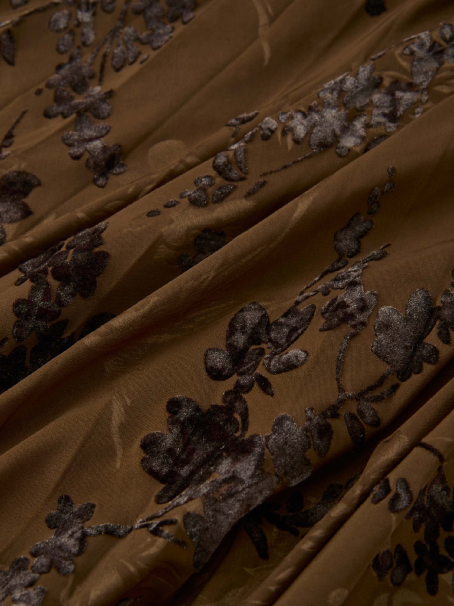 Front Knot Pleated Maxi Dress - Bronze/Black Floral