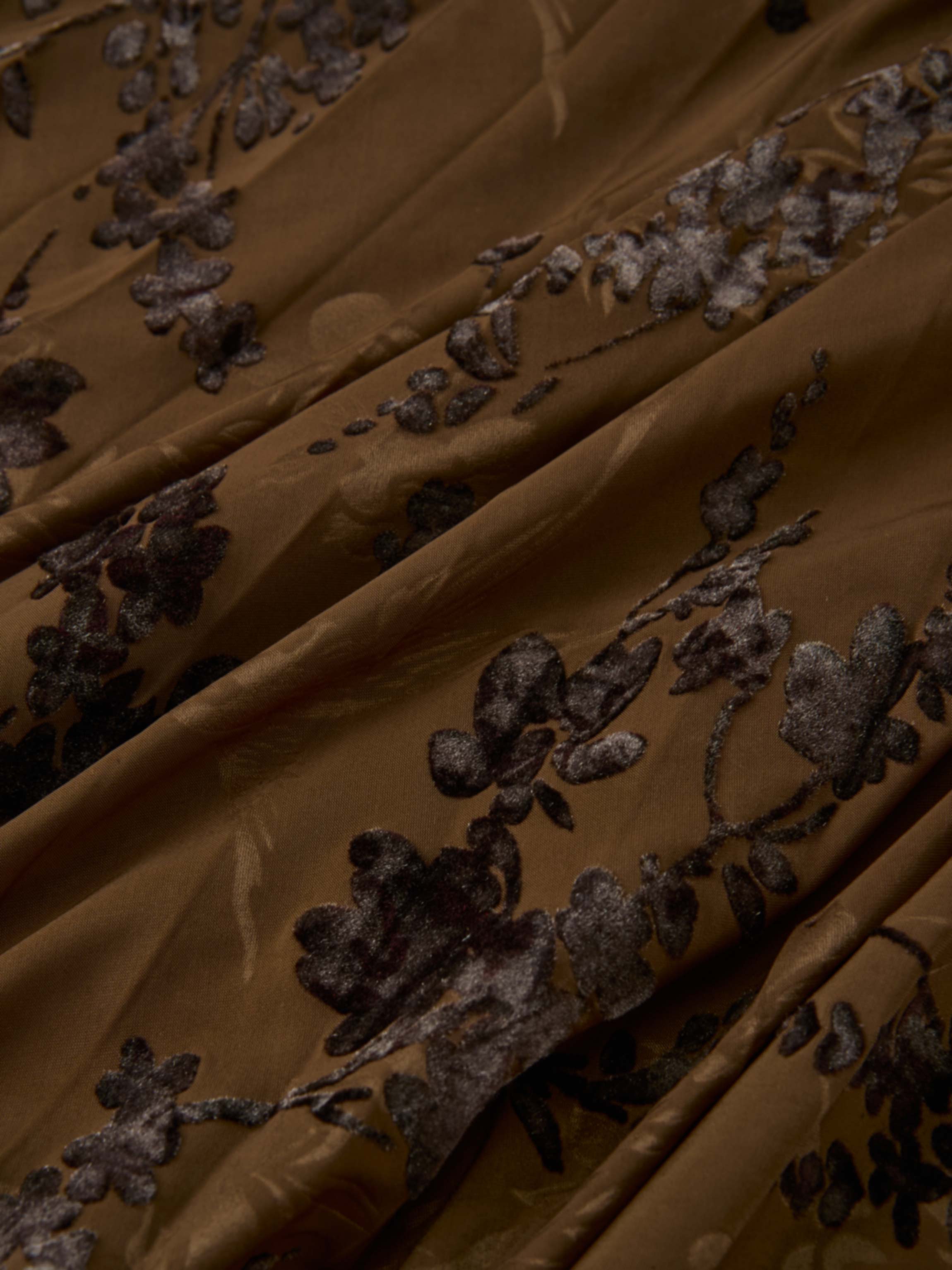 Front Knot Pleated Maxi Dress - Bronze/Black Floral