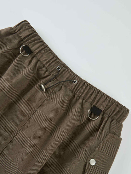 Maxi Cargo Skirt - Brown Plaid