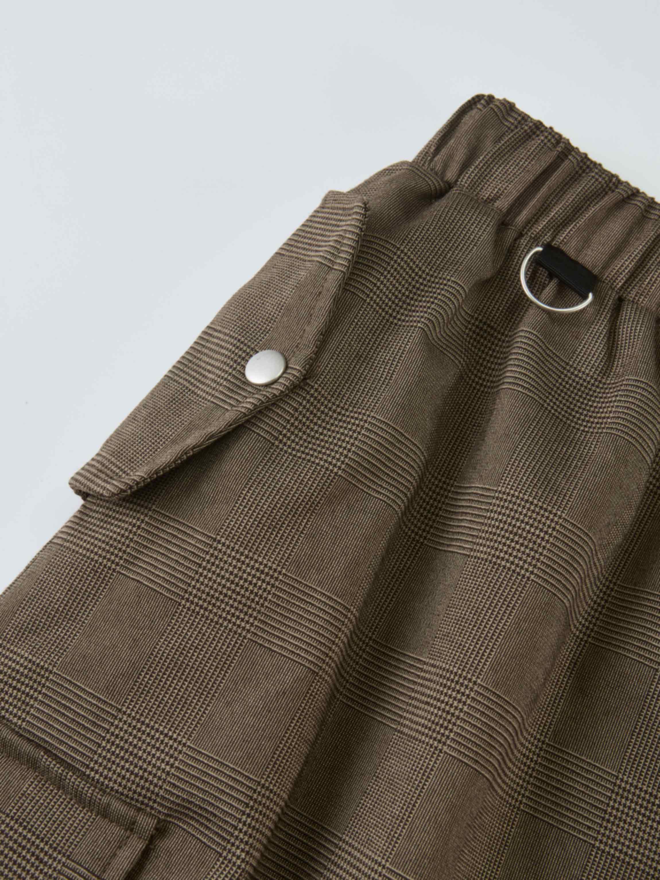 Maxi Cargo Skirt - Brown Plaid