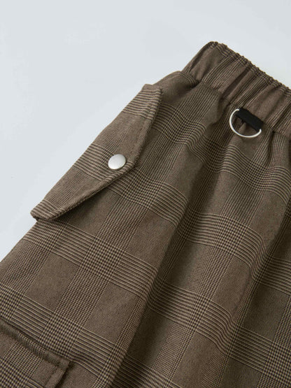 Maxi Cargo Skirt - Brown Plaid