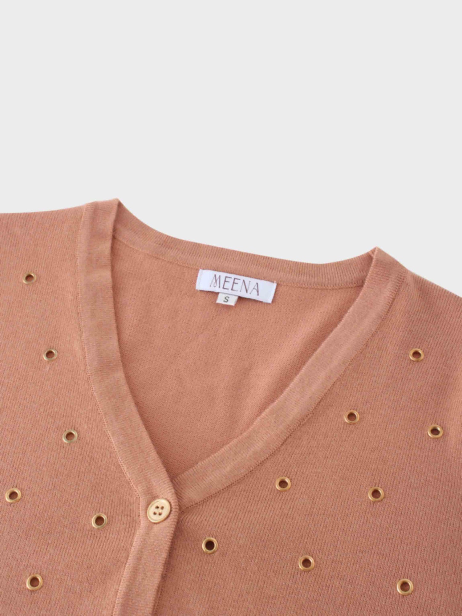 Grommet Cardigan-Peach