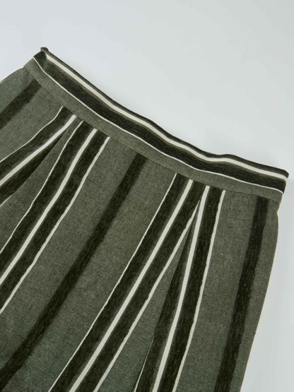 Mixed Stripe Trumpet Skirt - Green