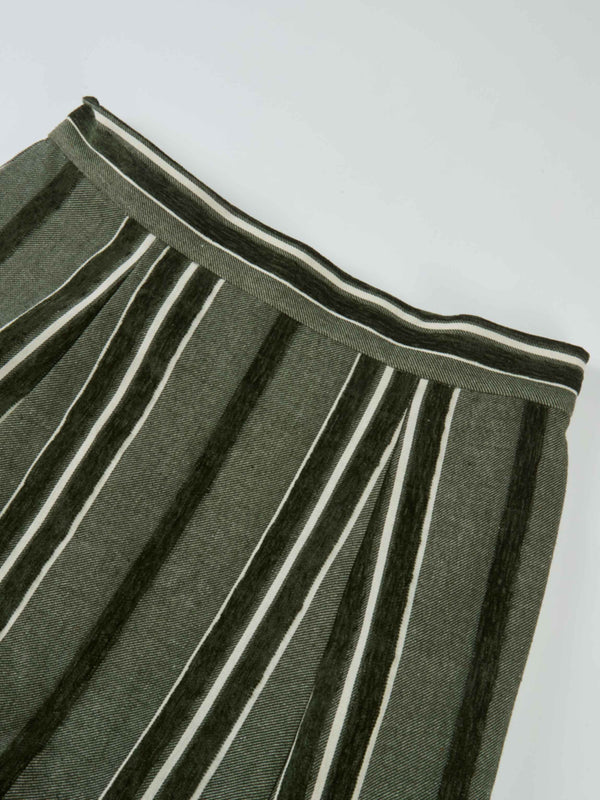 Mixed Stripe Trumpet Skirt - Green