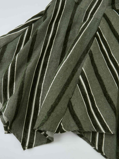 Mixed Stripe Trumpet Skirt - Green