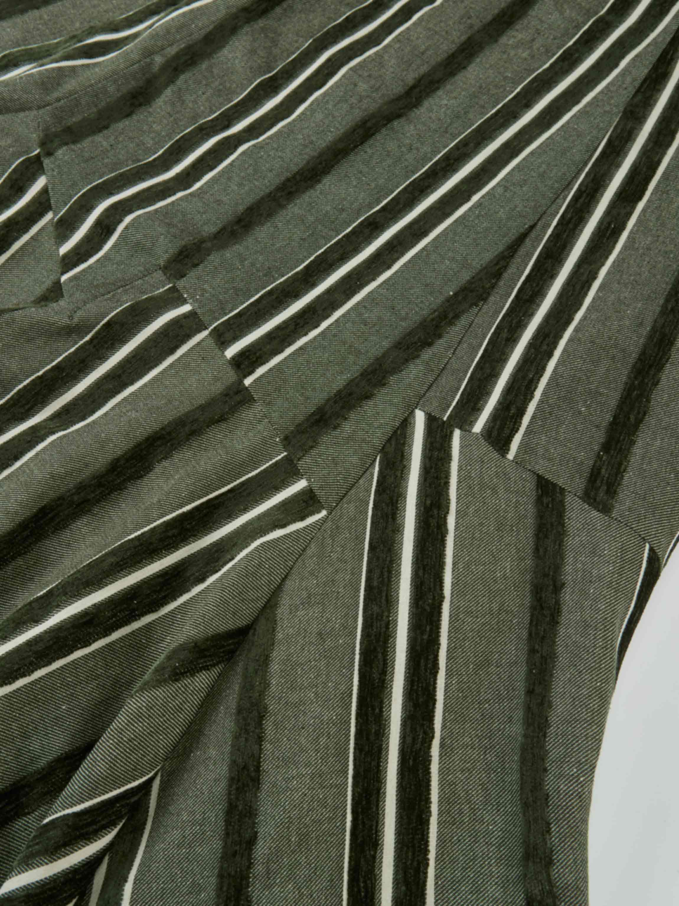 Mixed Stripe Trumpet Skirt - Green