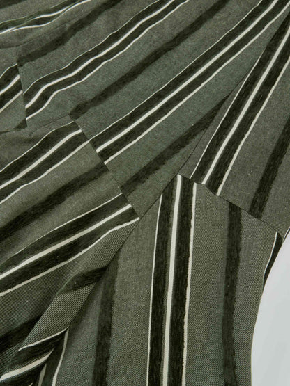 Mixed Stripe Trumpet Skirt - Green