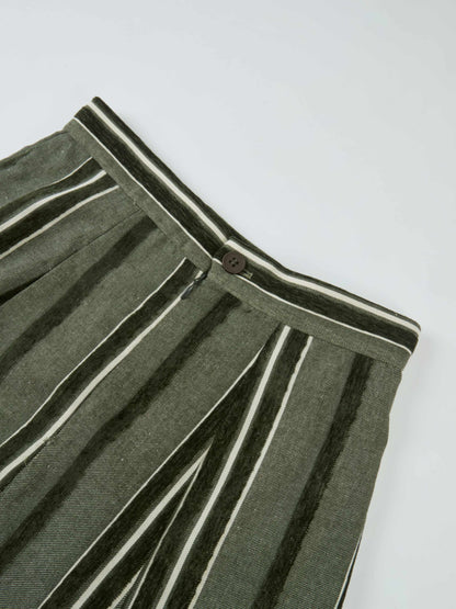 Mixed Stripe Trumpet Skirt - Green