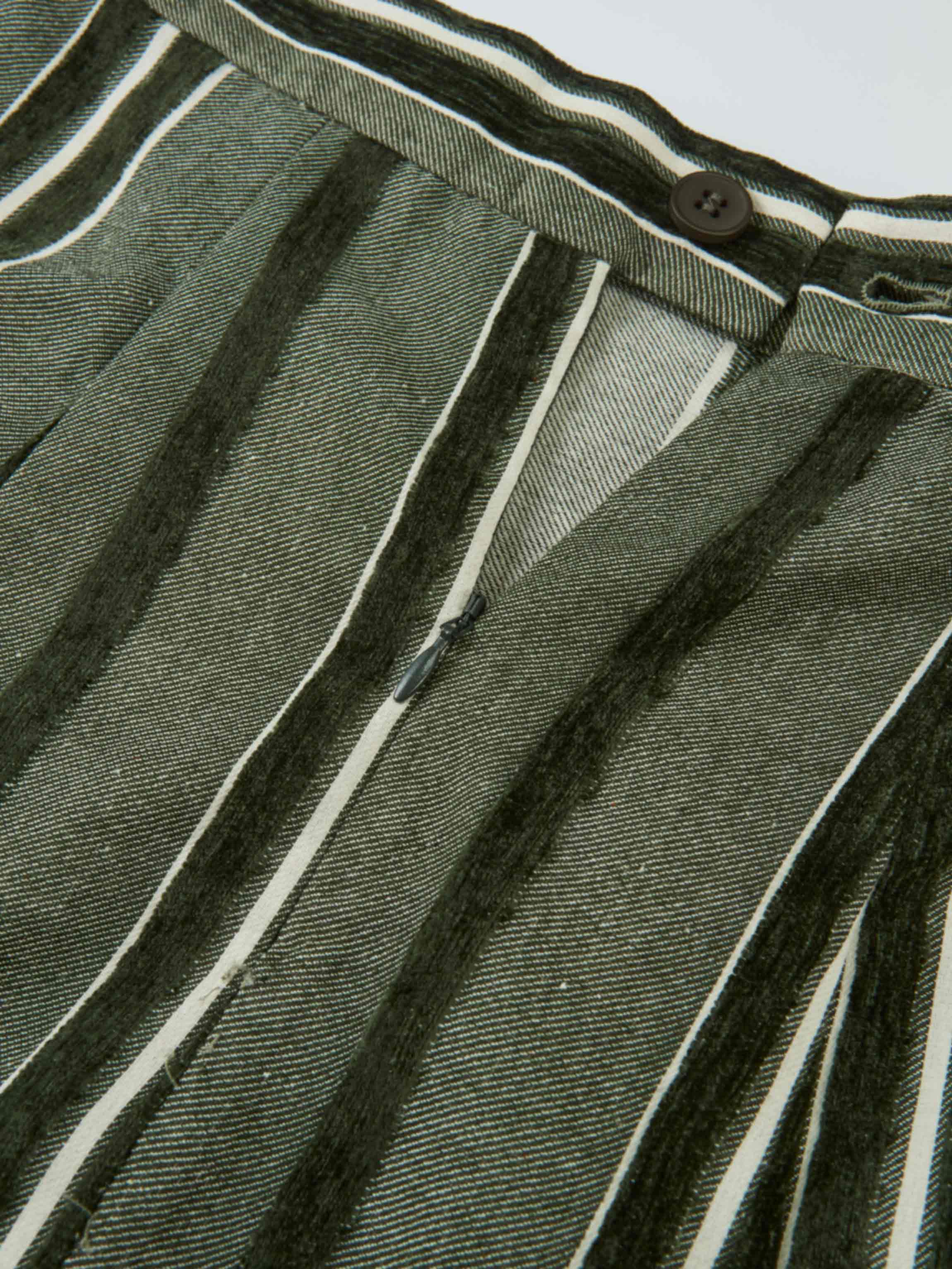Mixed Stripe Trumpet Skirt - Green