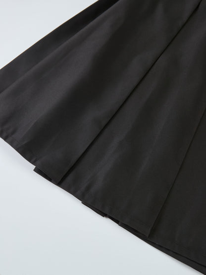Lux Satin Pleated Skirt 35" - Black