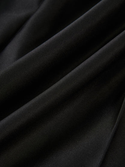 Lux Satin Pleated Skirt 35" - Black