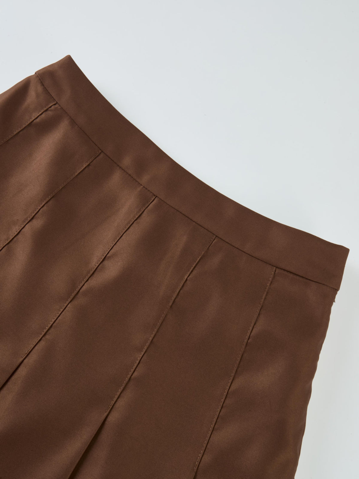 Lux Satin Pleated Skirt 35"- Brown