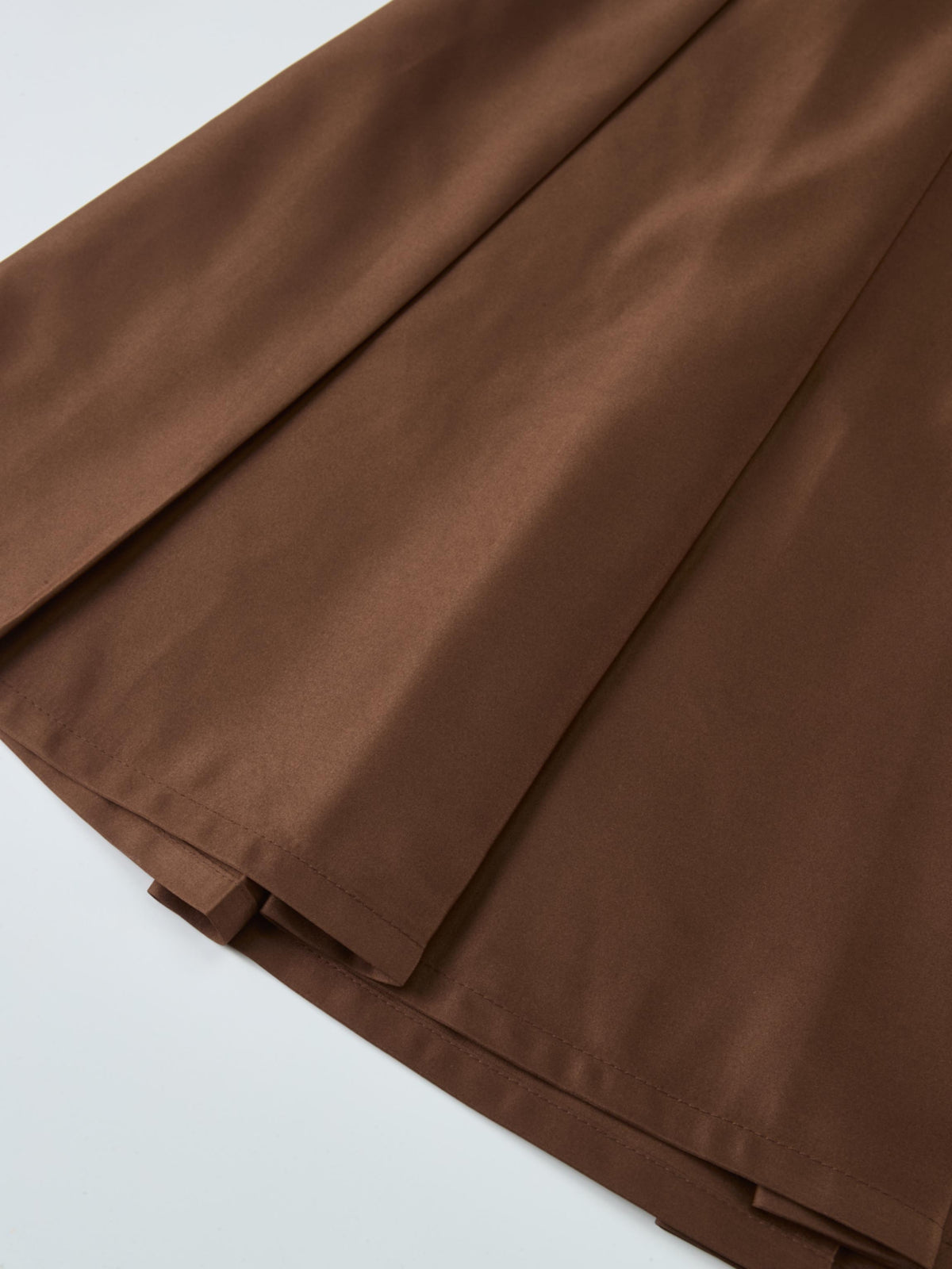 Lux Satin Pleated Skirt 35"- Brown