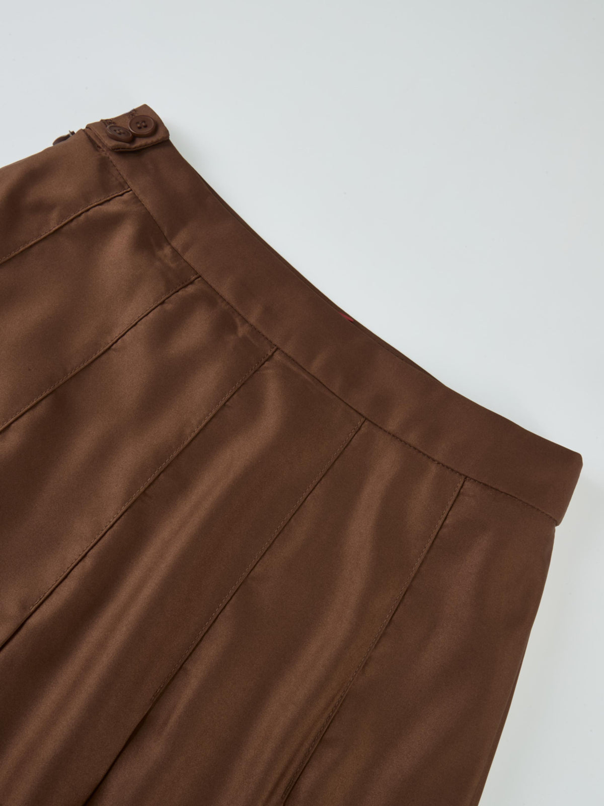 Lux Satin Pleated Skirt 35"- Brown
