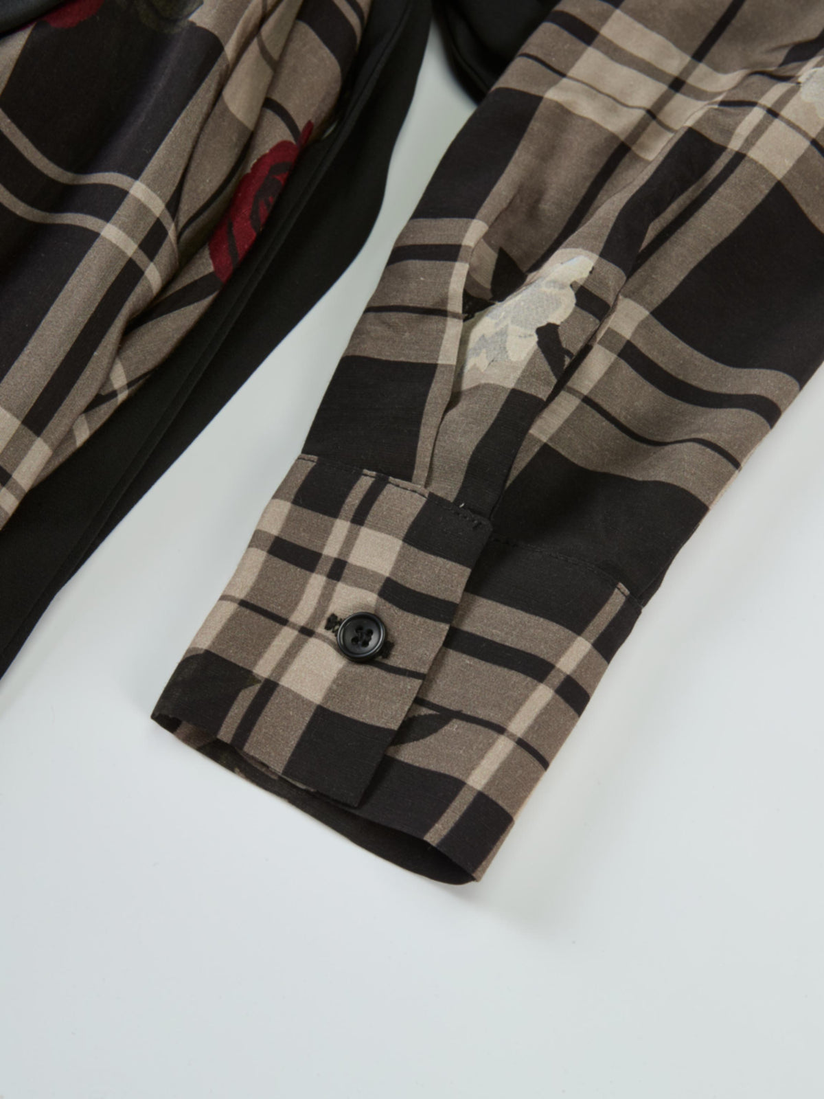 Handkerchief Hem Wrap Dress - Plaid/Floral