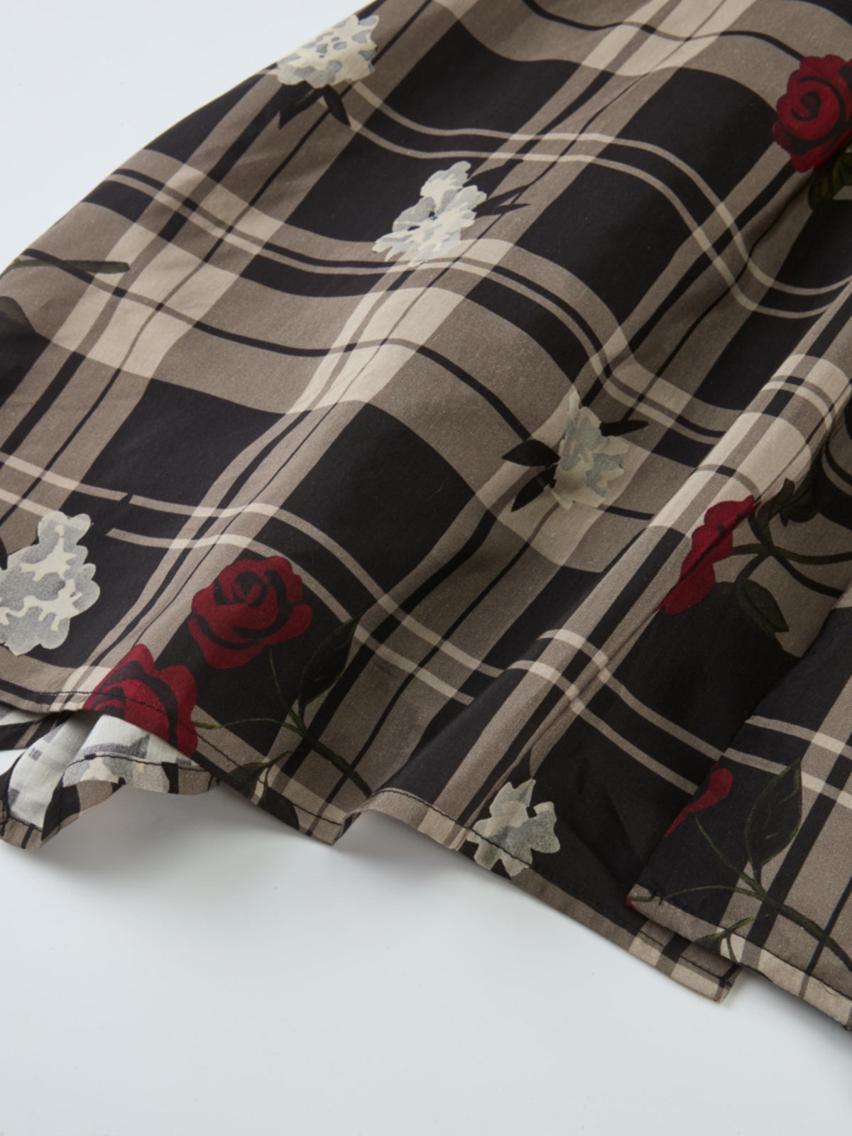 Handkerchief Hem Wrap Dress - Plaid/Floral