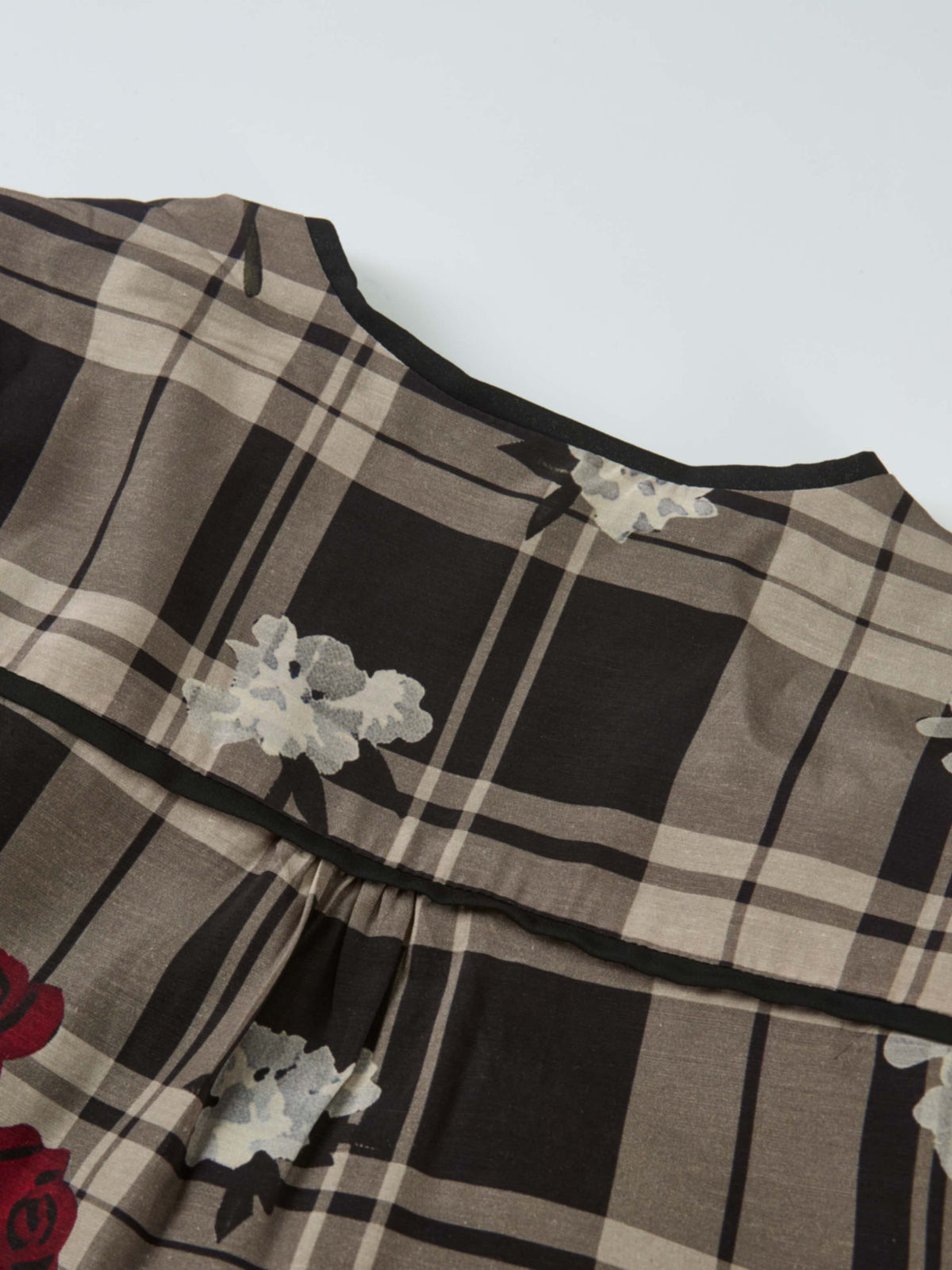Handkerchief Hem Wrap Dress - Plaid/Floral